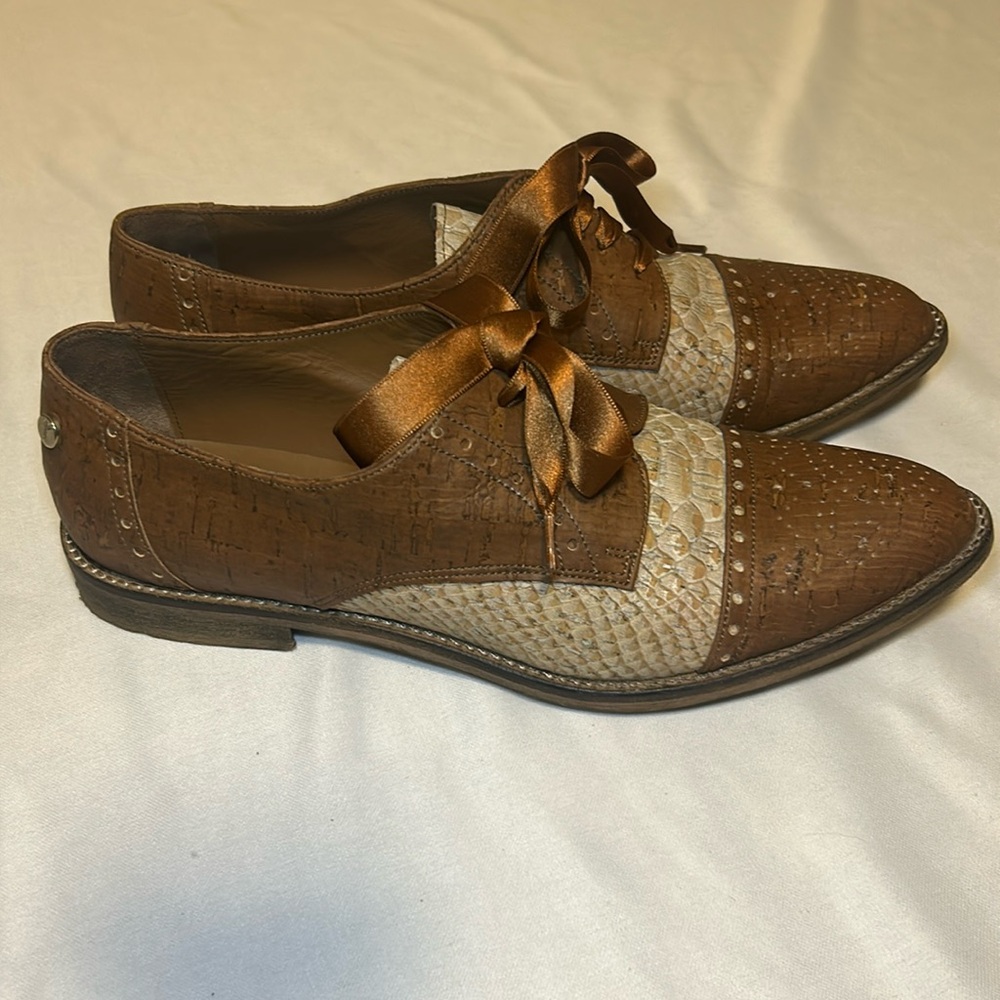 Nice!! RUTZ Cork Oxford Moccasins With Ribbon Straps, Women’s Size 41 EU